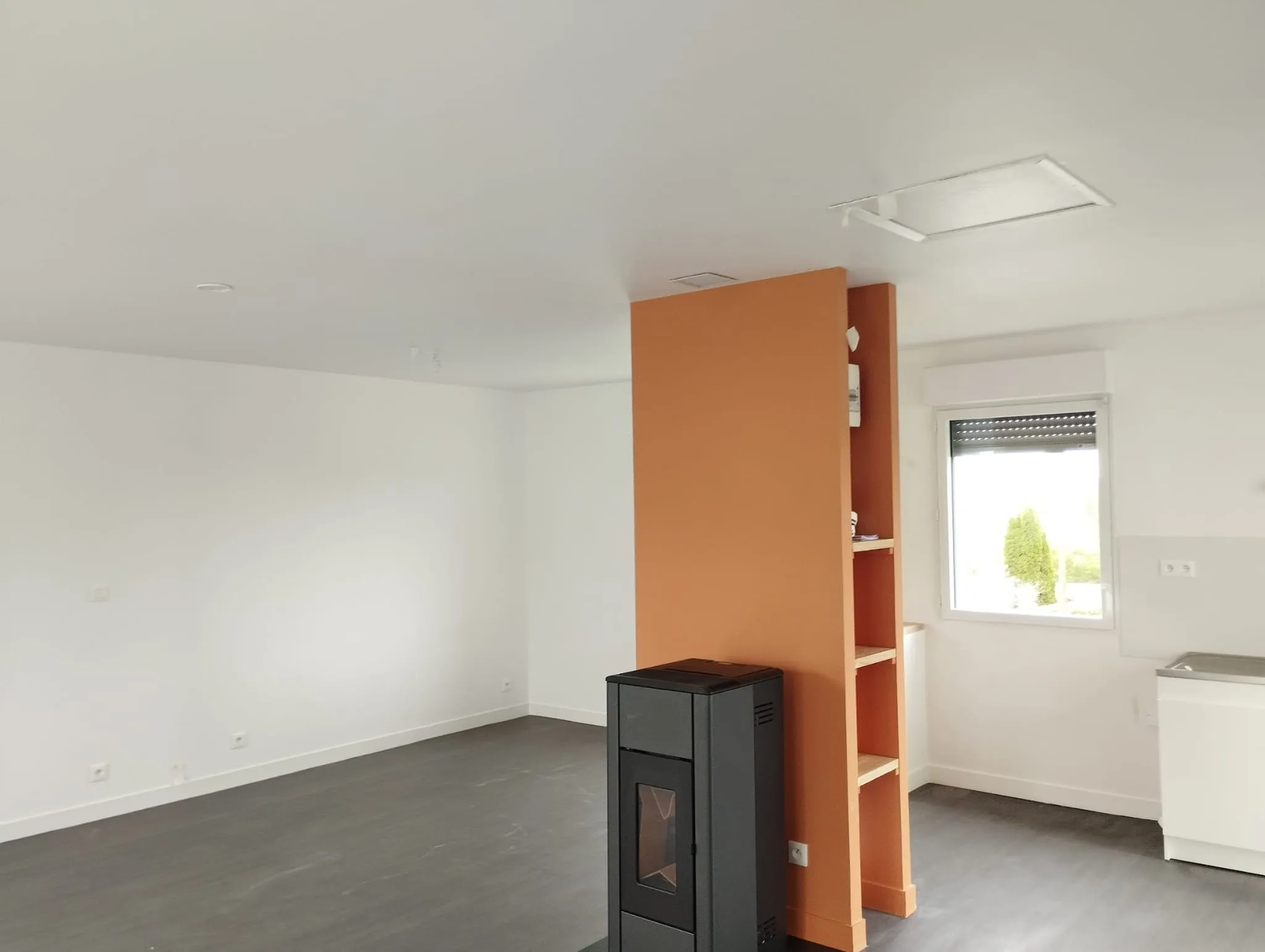 Séjour : colonne accentuée et mise en peinture complète